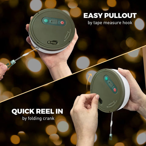 Camping String Lights, 32.8FT Rechargeable with Storage Reel, 8 Modes