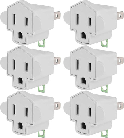JACKYLED 6-Pack ETL Listed 3 Prong to 2 Prong Adapter Converter, Fireproof