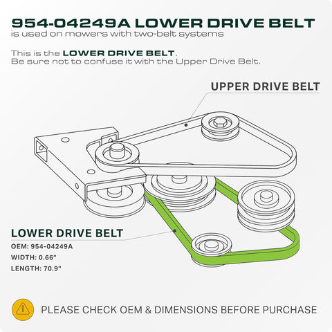 UDC Parts 954-04249A 954-04249 Lower Drive Belt, 0.66" x 70.9", Aramid Cord