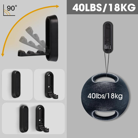 Dntorx Folding Wall Hooks, 6 Pack, Black, Zinc Alloy, Heavy Duty Coat Hooks