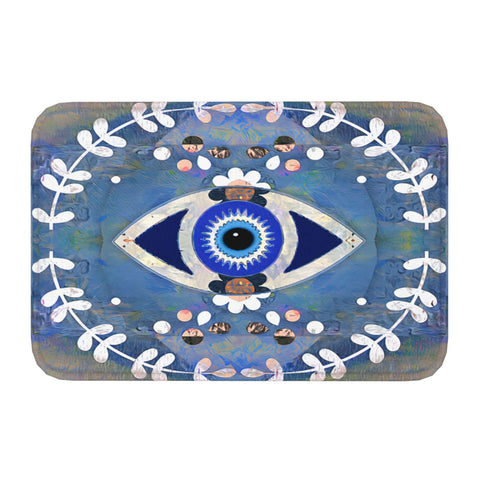 Greek Mati Matiasma Evil Eye Funny Welcome Doormat for Entrance Way Indoor Floor Mats for House Decor Kitchen Matting with Anti Slip Rubber Back Welcome Mat