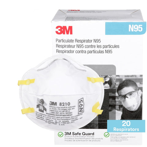 3M Particulate Disposable Respirator 8210, N95, Pack of 20, NIOSH APPROVED