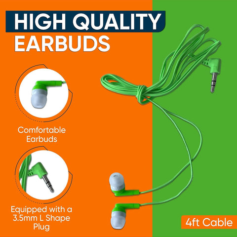300 Pack Bulk Wired Earbuds, In Ear Headphones with 3.5mm Jack, 4ft Tangle Free Cable, Comfortable Fit, Affordable and Cost Effective, Ideal for School Classroom Testing Students Events Groups, Black