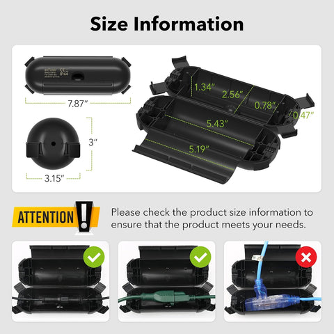 BN-LINK 1 Pack Outdoor Extension Cord Safety Cover, Black