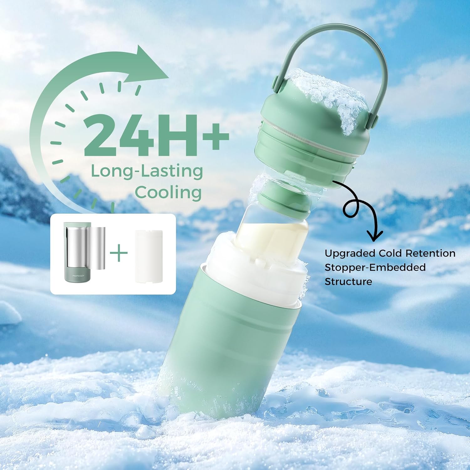Momcozy Portable Breast Milk Cooler for Travel, 24H Ice-Free Cooling