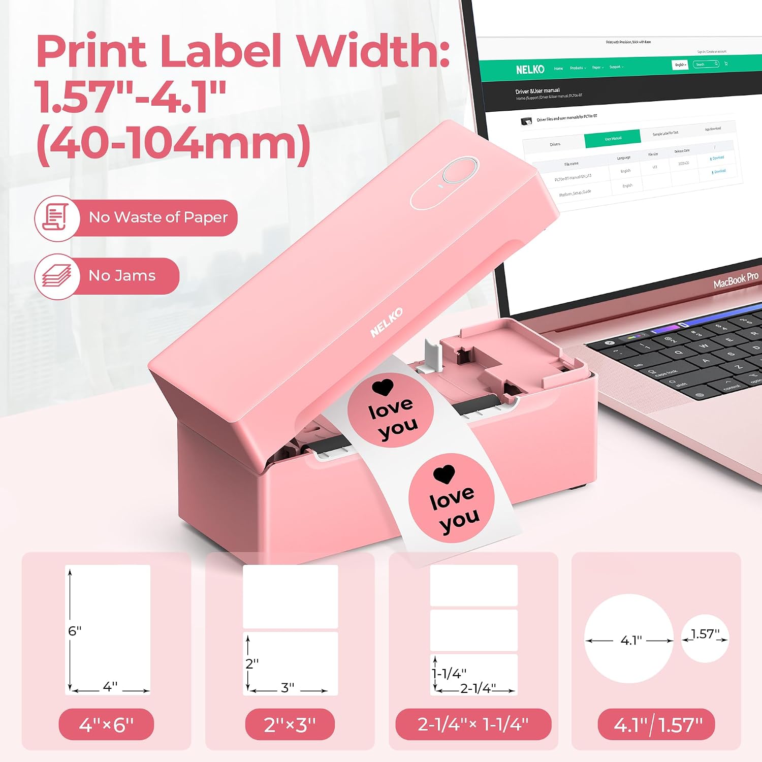 Nelko Bluetooth Thermal Shipping Label Printer, 4x6 Thermal Label Printer