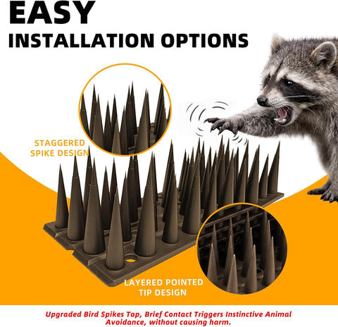 Bird Spikes, 6 Pack, 8.4 FT Total Coverage, Outdoor Bird Deterrent, Brown