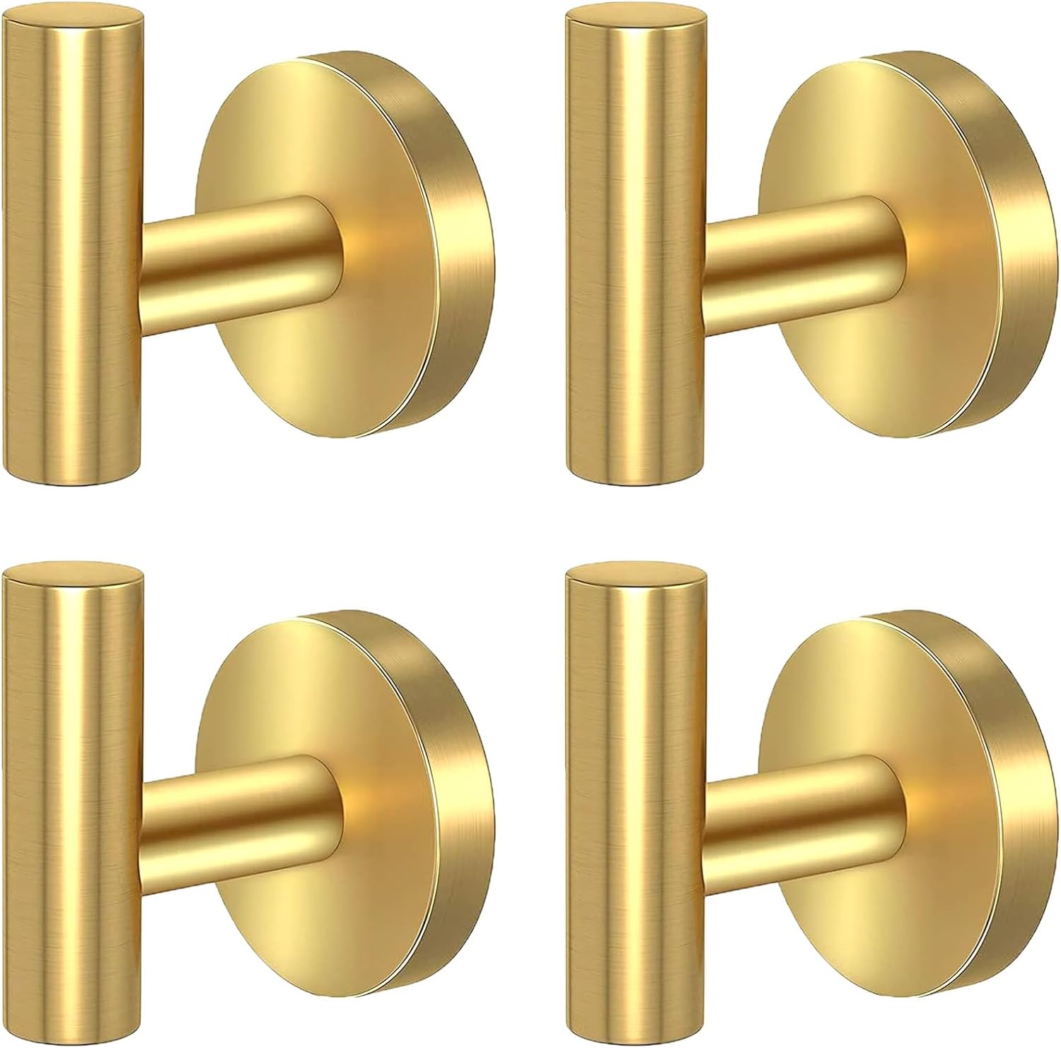 Kruodop Towel Hooks for Bathroom,4 Packs Wall Mount Towel Holder,Black Matte Wall Robe Hook,Stainless Steel Heavy Duty Door Hanger Towel Hook for Kitchen, Bedroom,Hotel,Pool,Coats - Gold