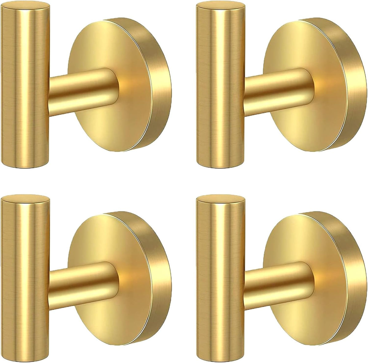 Kruodop Towel Hooks for Bathroom,4 Packs Wall Mount Towel Holder,Black Matte Wall Robe Hook,Stainless Steel Heavy Duty Door Hanger Towel Hook for Kitchen, Bedroom,Hotel,Pool,Coats - Gold