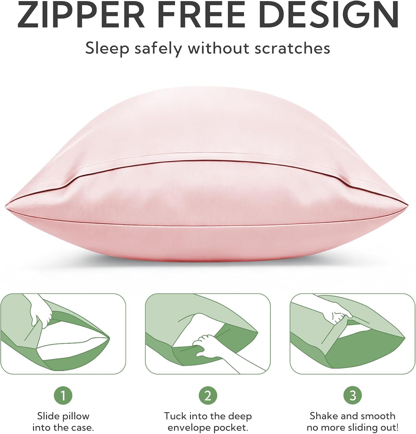 MR&HM Standard Pillowcase Set of 2, Cooling & Breathable, Pink, 20"x26"