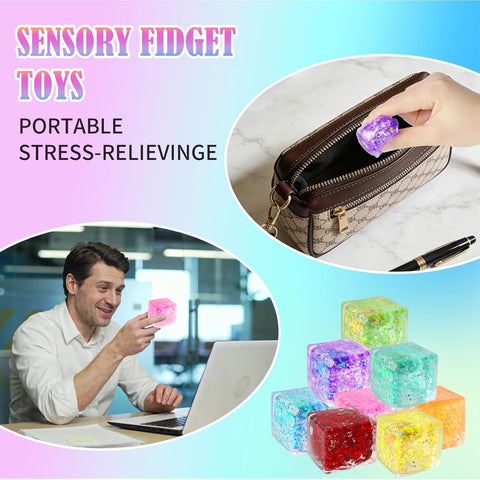 24 Pack Slow Rising Cube Squishy Stress Balls，Stress Cube for Adult