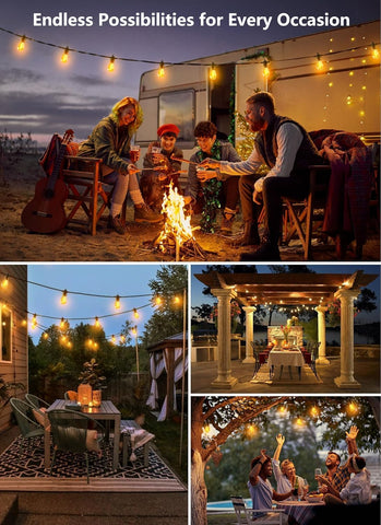 Brightown Outdoor String Lights, 50FT 15 Bulbs Shatterproof Patio Lights