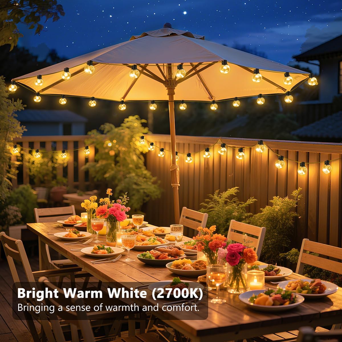 Outdoor String Lights Plug-in, 25ft 20 G40 LED Bulbs with Timer