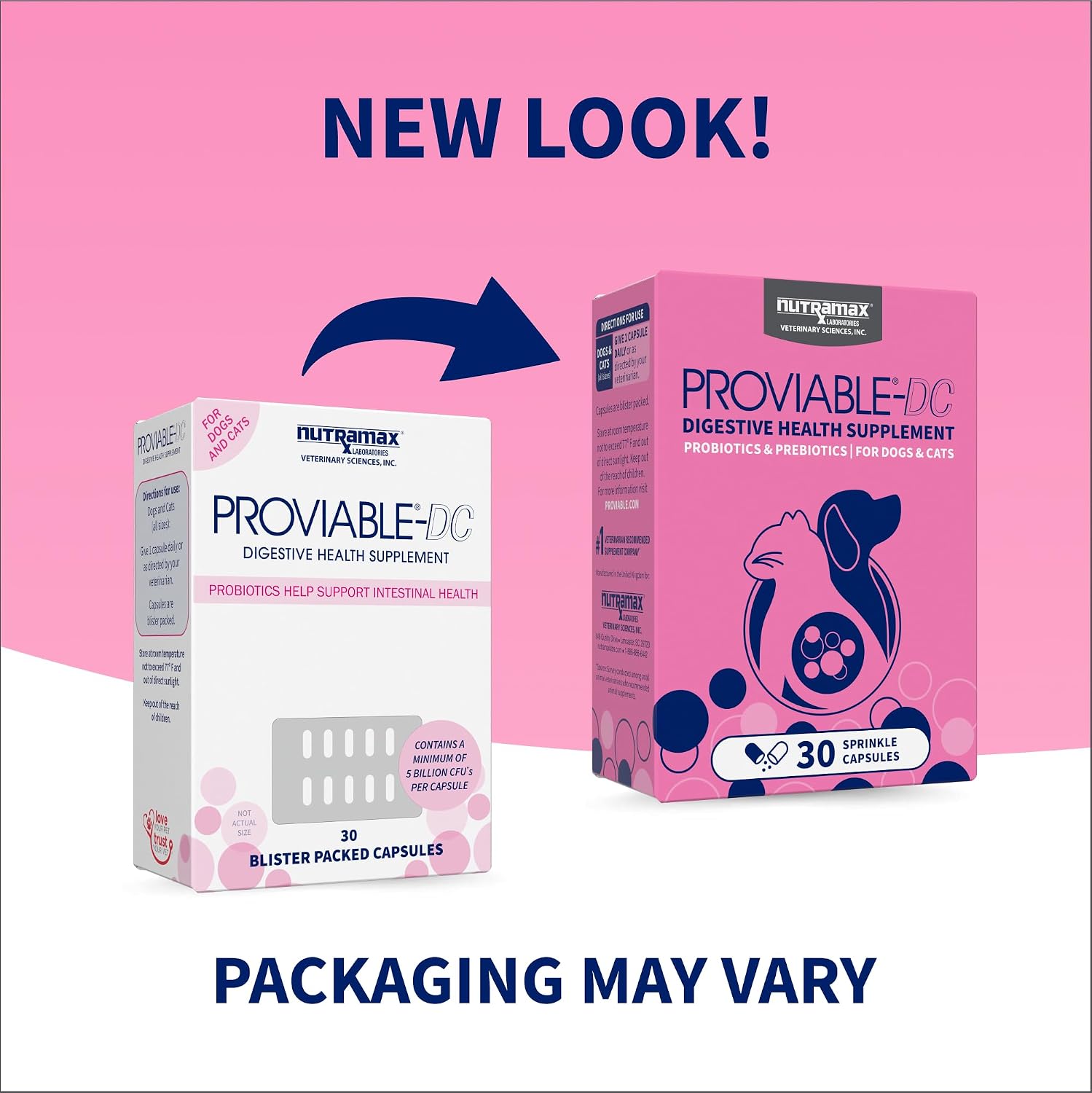 Nutramax Proviable Probiotics for Dogs & Cats, Sprinkle Capsules, 30ct