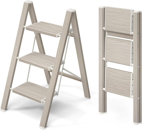 Mayi Plus 3 Step Stool Foldable, Aluminum, Lightweight Step Ladder