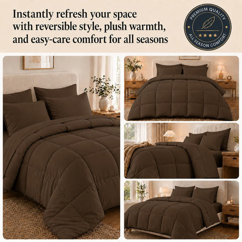 Anluoer King Size Comforter Set, 7 Piece Bed in a Bag King Bedding Sets