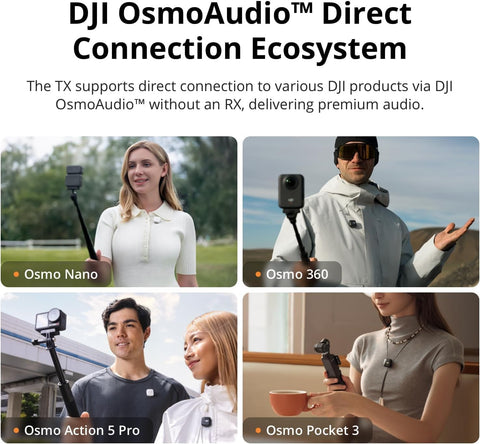DJI Mic Mini (2 TX + 1 Mobile RX), Ultralight, Active Noise Cancelling