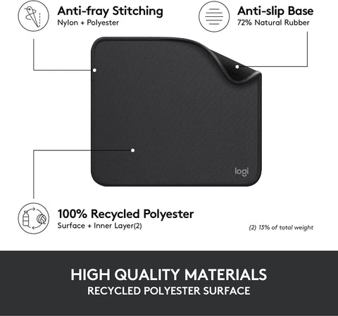 Logitech Studio Series Small Mouse Pad, Anti-Slip 9x8 Inches, Graphite