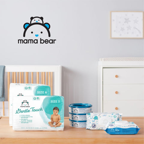 Amazon Brand - Mama Bear Gentle Touch Diapers, Hypoallergenic, Size 2, 184 Count (4 packs of 46), White