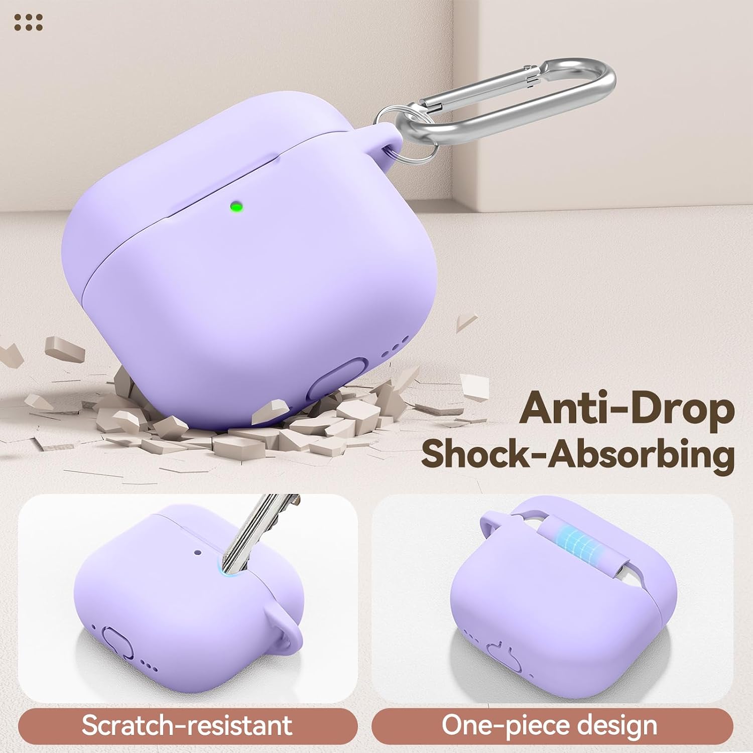 for AirPods 4 Case Cover 2024, Soft Silicone Protector-Purple