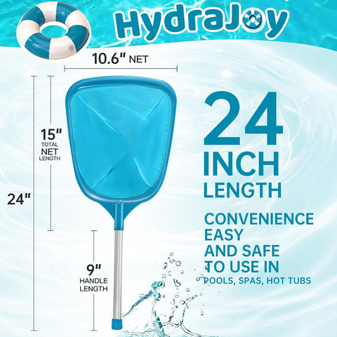 Pool Net, Professional Swimming Pool & Hot Tub Skimmer Net Accessories, Pool Leaf Rake Cleaning Tool with Pole, Fine Nylon Mesh Bag, Easy to Clean Bugs,Leaves,Debris(Blue)
