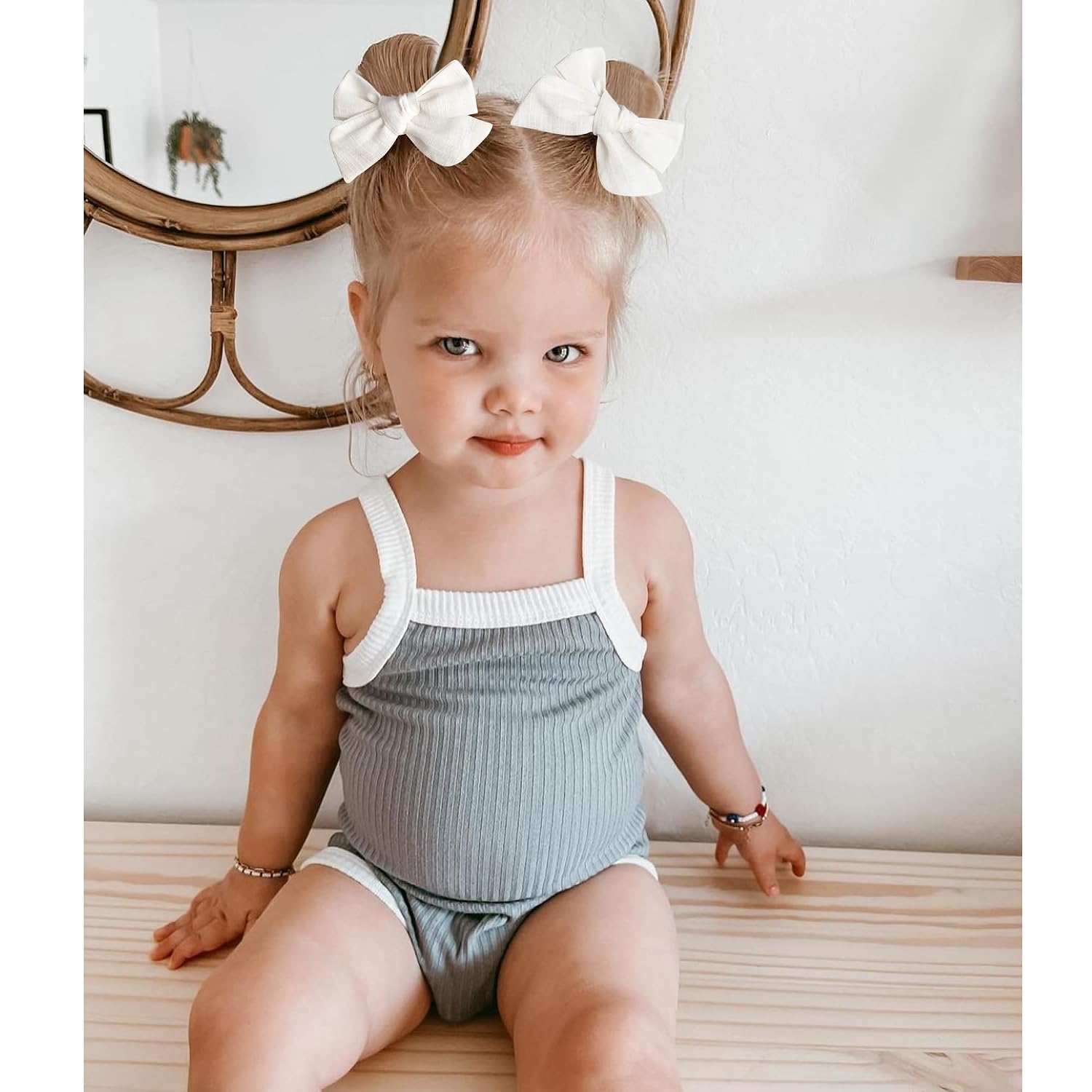 Niceye 24 Pack Baby Hair Bows for Girls, Toddler Hair Clips in Paris