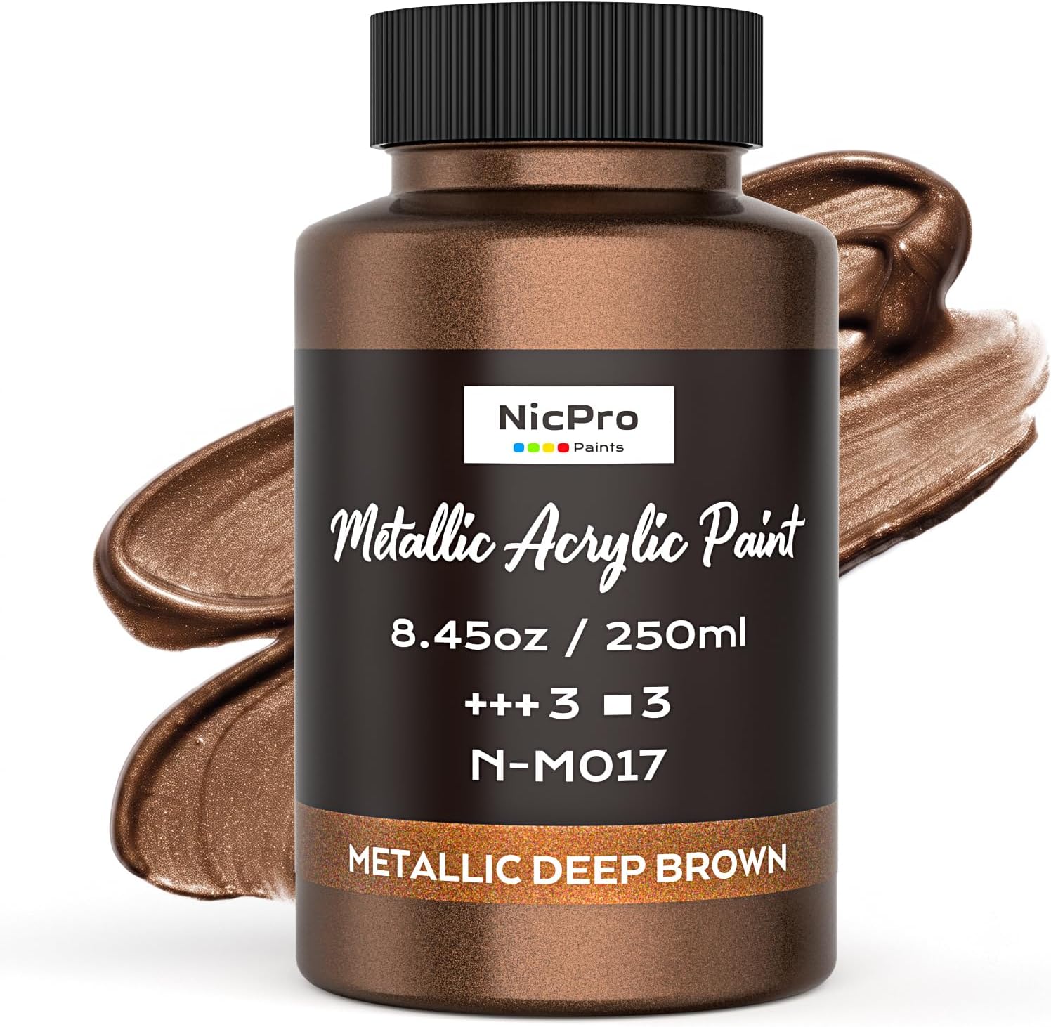 Nicpro Metallic Deep Brown Acrylic Paint, 8.45oz/250ml Craft Paint