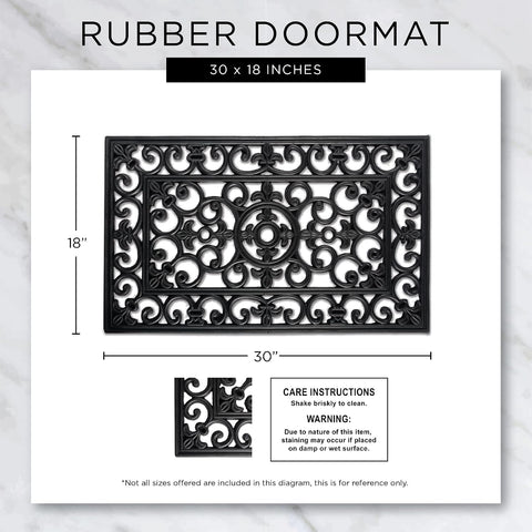 DII High Traffic All-Weather Rubber Doormat, 18x30, Welcome Scroll