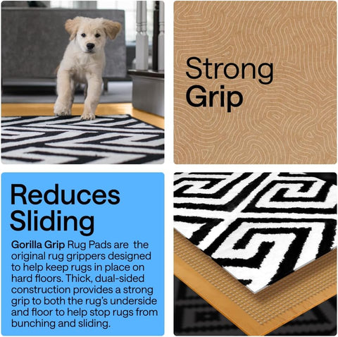 GORILLA GRIP® Slip Resistant Rug Pads for Hardwood Floor, 5x7 Beige