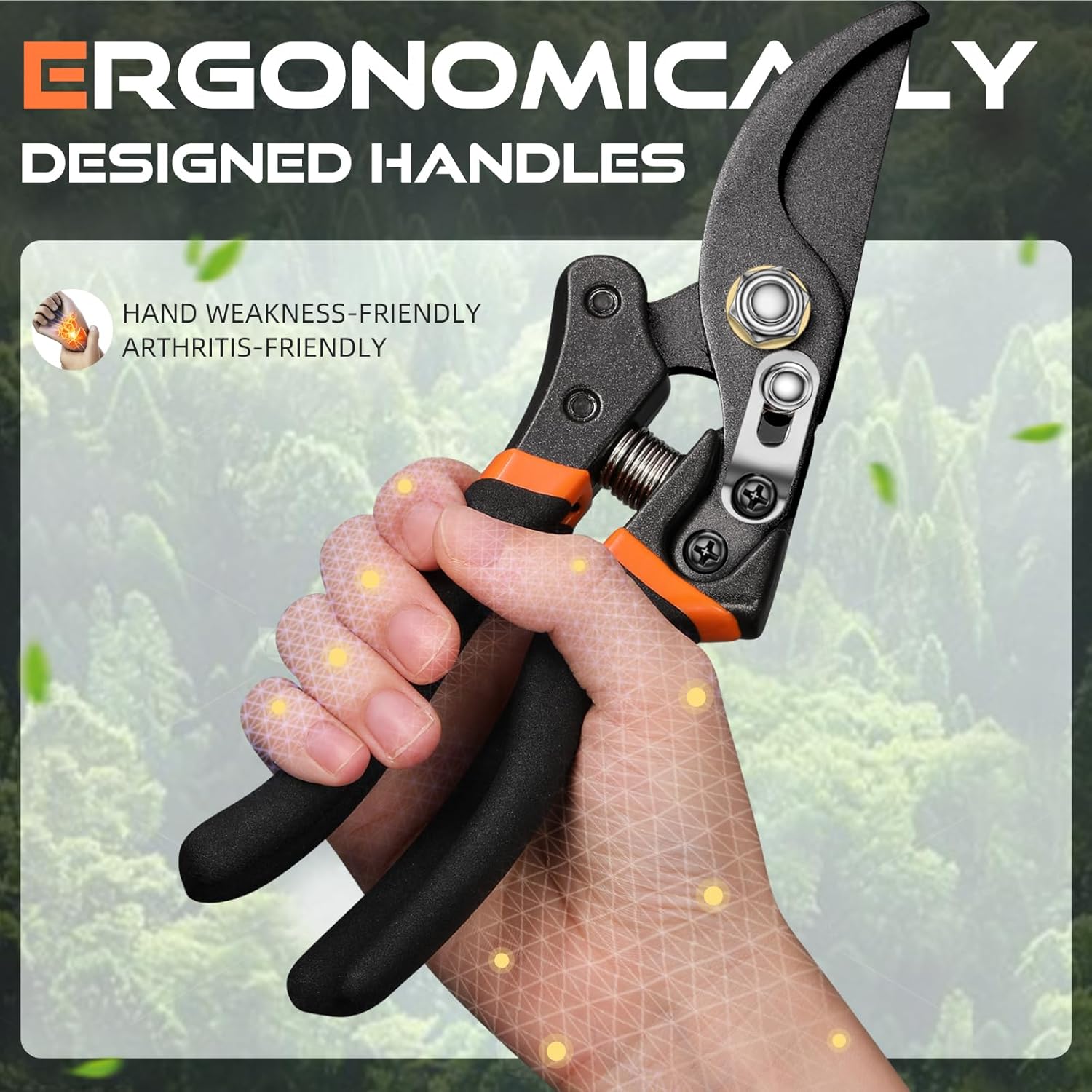 DECERK® 8.5" Professional Pruning Shears, Effortlessly Prunes 3/4" Branches