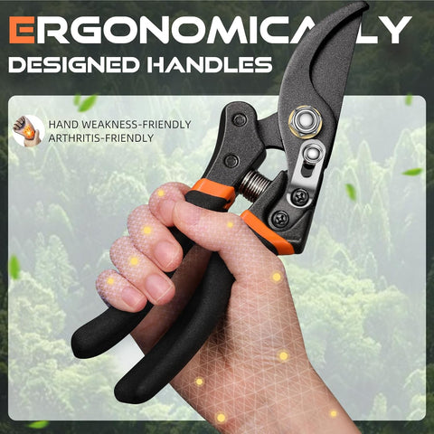 DECERK® 8.5" Professional Pruning Shears, Effortlessly Prunes 3/4" Branches