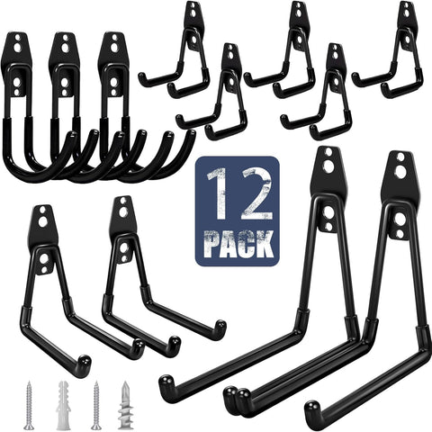 KOFANI Garage Hooks Heavy Duty 12 Pack Anti-Slip Wall Storage Hooks