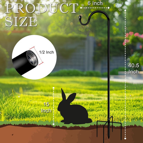 Shepherds Hooks for Outdoor 42 Inch Garden Bird Feeder Pole with 5 Prongs Base Adjustable for Hanging Flower Basket Plant Pot Solar Lantern Light Wind Chime Hanger for Wedding Decor 1 Pack