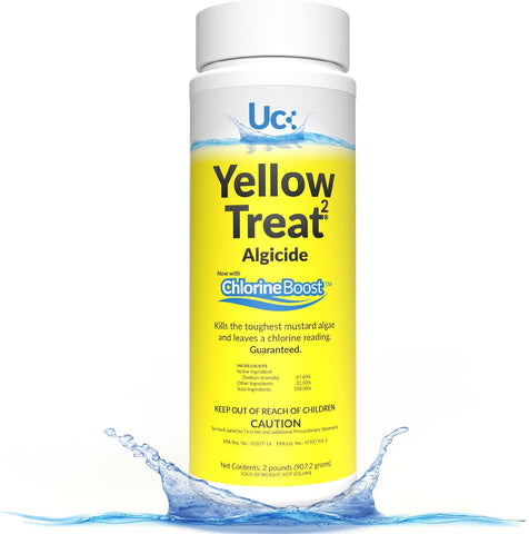 United Chemical's Yellow Treat Mustard Algaecide for Swimming Pool – Super Strength Algae Killer for Mustard & Yellow Algae in Saltwater & Chlorine, Above & Inground Pool Treatment | YT2-2LB