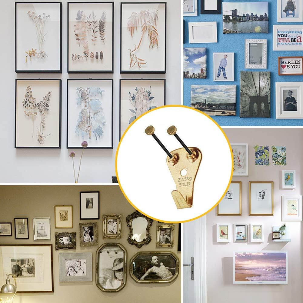 125 Pcs Heavy Duty Picture Hanging Kit with Nails for Wooden/Drywall - Professional Hangers for Canvas, Office Pictures, Clock, House Decoration - Holds 10-100 lbs (Pack of 2)