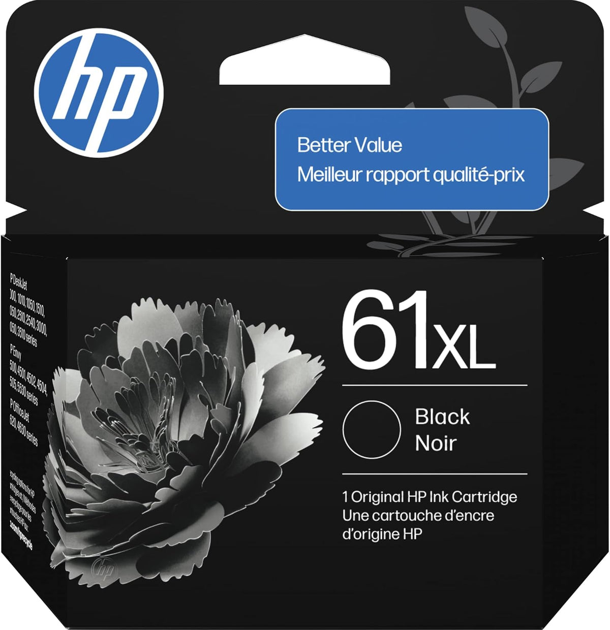 HP 61XL Black High-Yield Ink | Works with DeskJet 1000, 1010, 1050, 1510, 2050, 2510, 2540, 3000, 3050, 3510; Envy 4500, 5530; OfficeJet 2620, 4630 | C0PA4AN