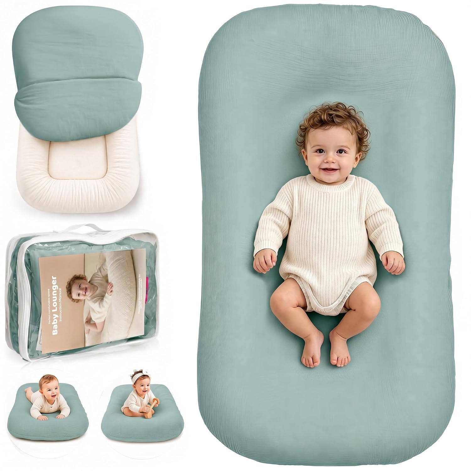 Baby Lounger, Infant Support Cushion for Newborn 0-24 Months