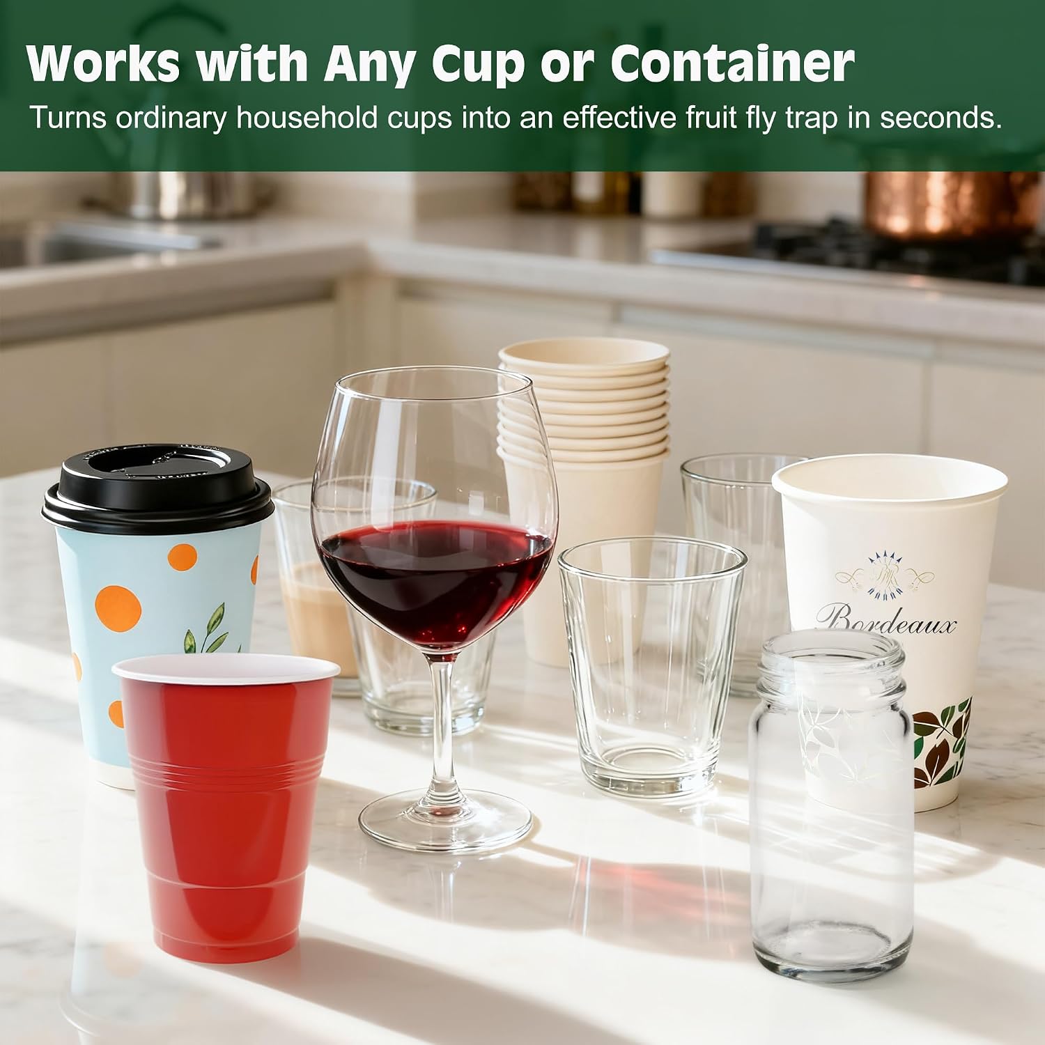 LFSYS 25 Pcs DIY Cup Cover Fruit Fly Traps for Indoor