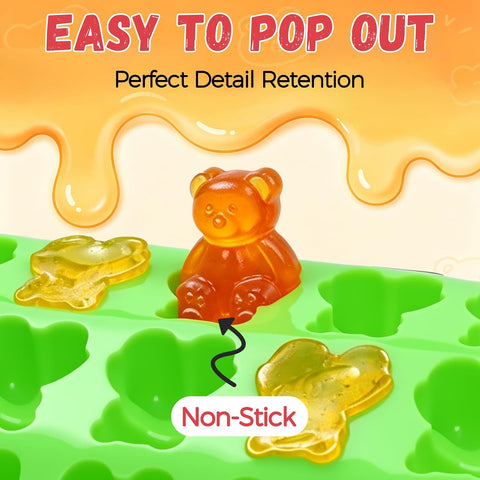 4pcs Gummy Candy Molds - Silicone Gummy Worm Mold with 2pcs Dropper