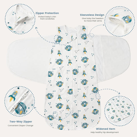 ZIGJOY Baby Swaddle Sleep Sack 0-12 Months, 1.0 TOG, 100% Cotton