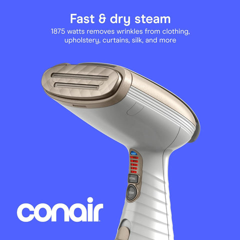 Conair Steamer for Clothes & Upholstery, Handheld, 3 Attachments, White