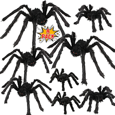 Halloween Decorations Outdoor Large Spiders: 8 Pack Halloween Spiders Decor