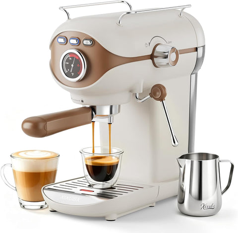 XIXUBX Espresso Machine, Compact Espresso Maker with Milk Frother, White