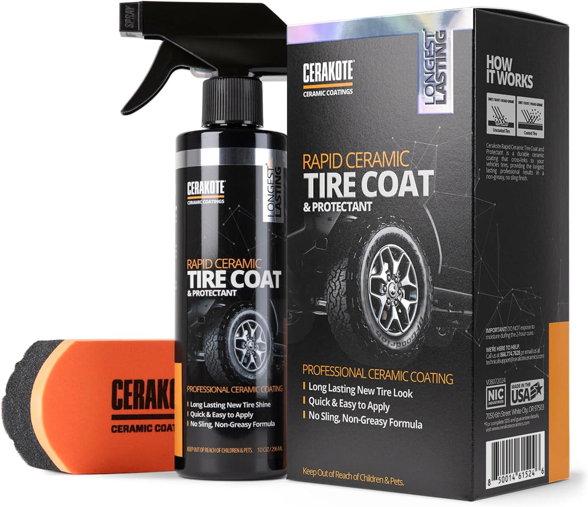 CERAKOTE® Rapid Ceramic Tire Coat - Long-Lasting Deep Black Tire Shine