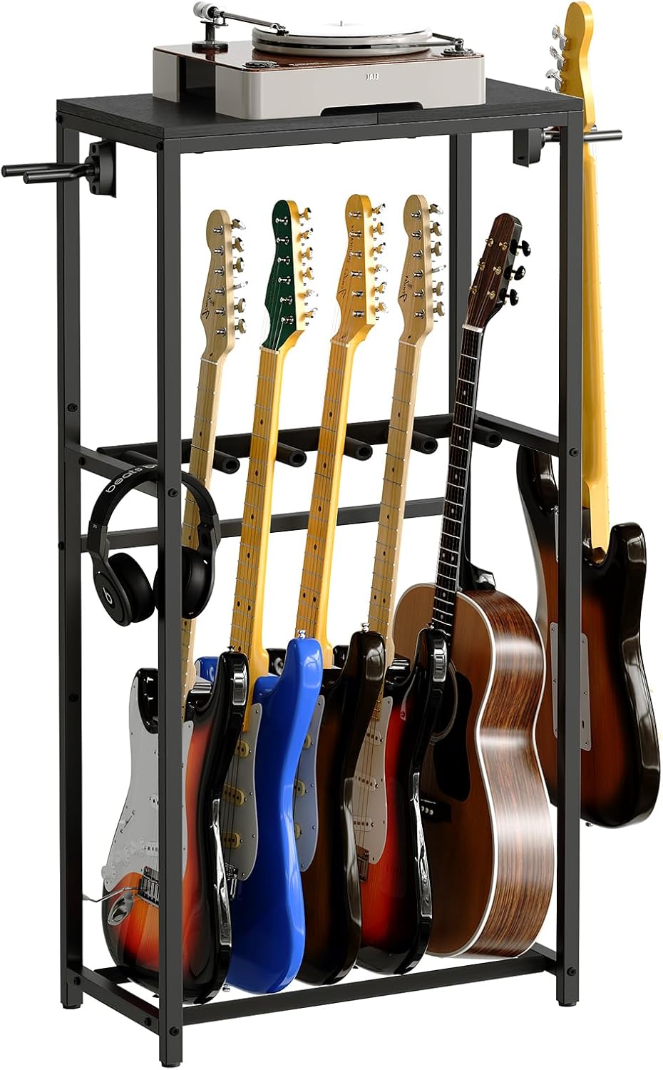 MAHANCRIS Guitar Stand, Guitar Rack for Acoustic Holder, Electric Guitar, Bass, Multiple Guitar Rack Holder for Guitars, Guitar Amp Accessories, for Home Music Studio, Black GSHB6501