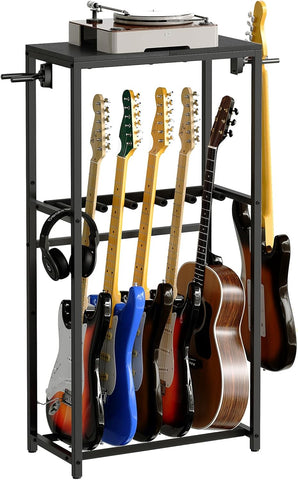 MAHANCRIS Guitar Stand, Guitar Rack for Acoustic Holder, Electric Guitar, Bass, Multiple Guitar Rack Holder for Guitars, Guitar Amp Accessories, for Home Music Studio, Black GSHB6501