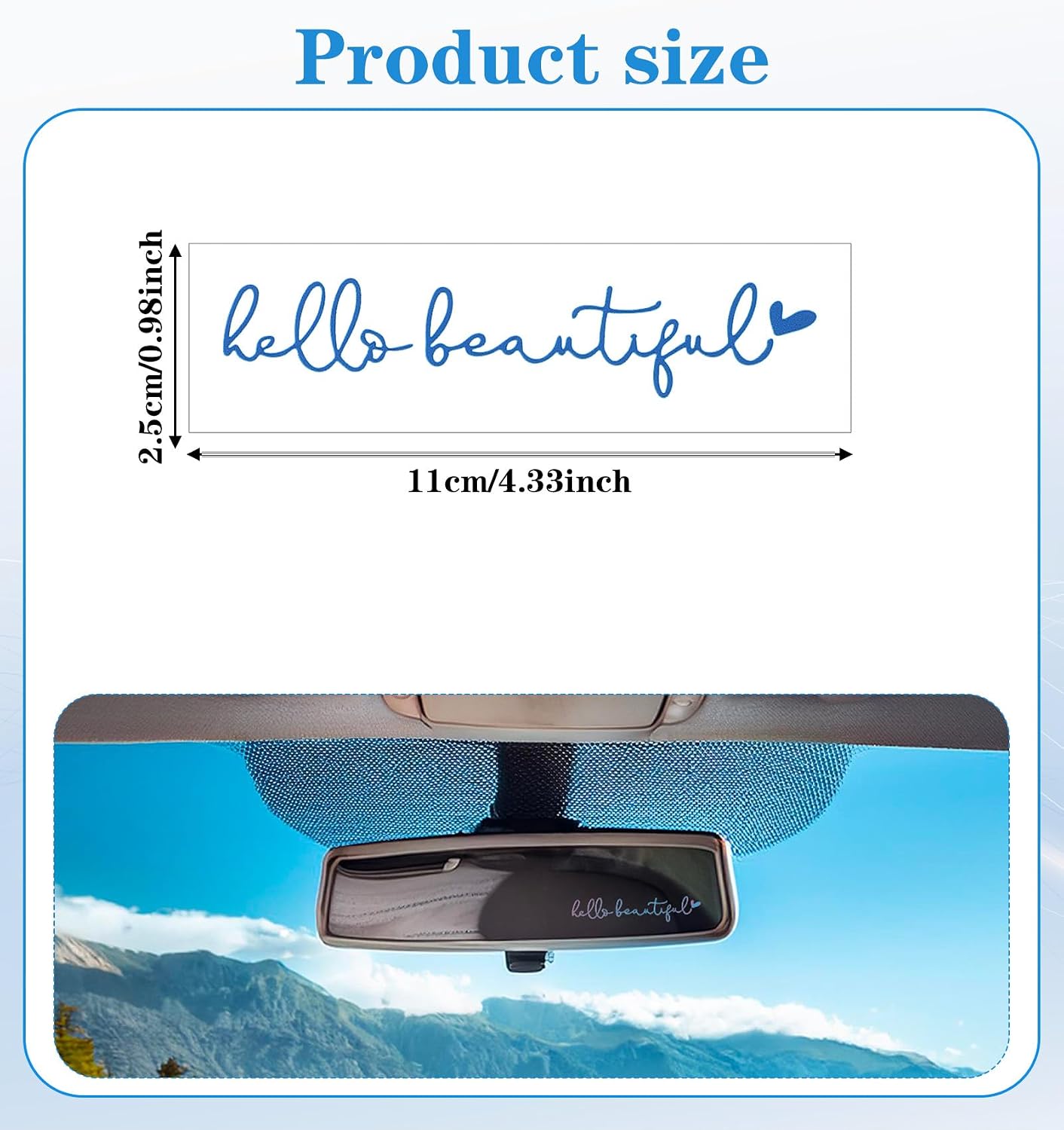 Hello Beautiful Mirror Decal, 10Pcs, Rearview Mirror Sticker