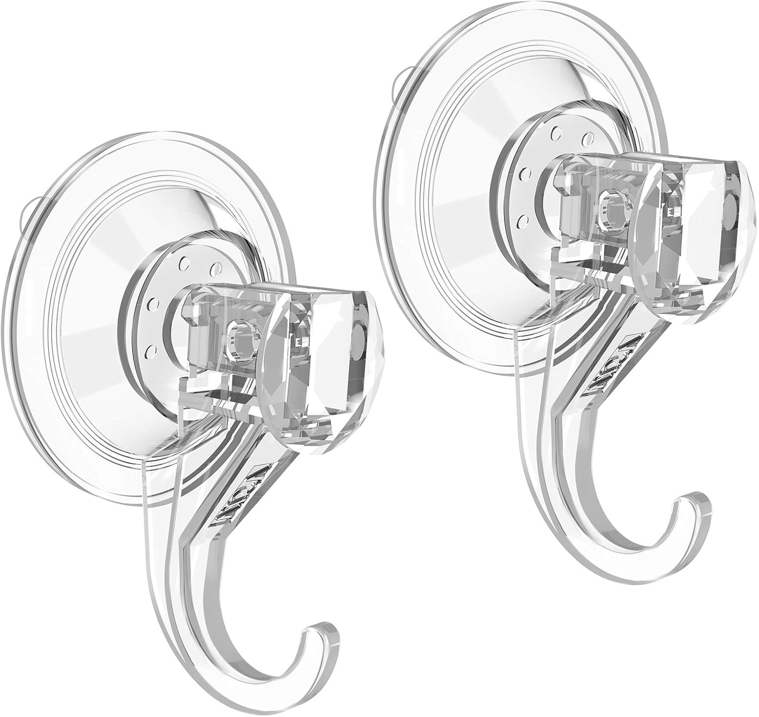VIS'V Shower Suction Cup Hooks, Removable and Reusable, Clear, Small, 2 Pcs