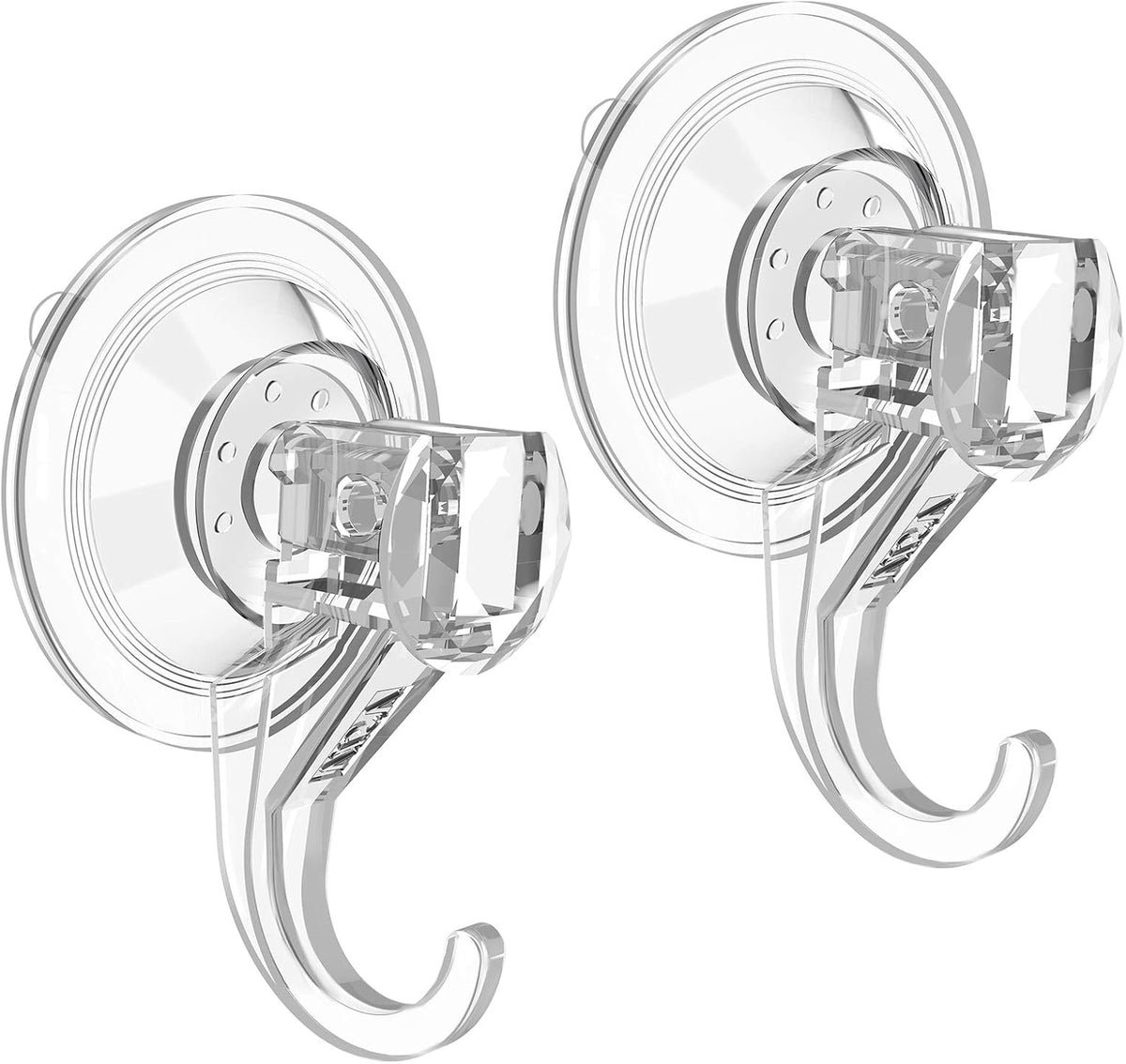 VIS'V Shower Suction Cup Hooks, Removable and Reusable, Clear, Small, 2 Pcs