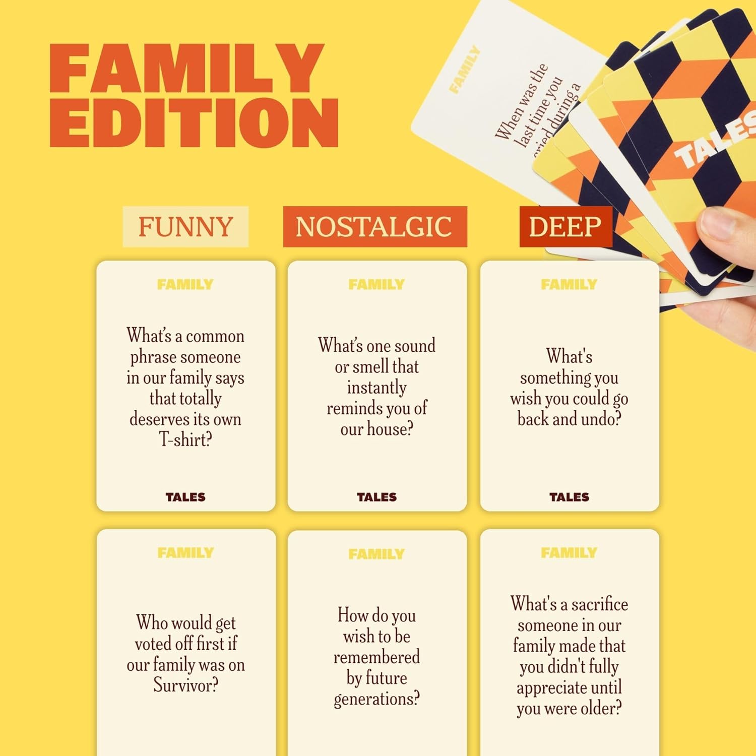 TALES 150 Conversation Cards, Family Edition, Create Meaningful Connections